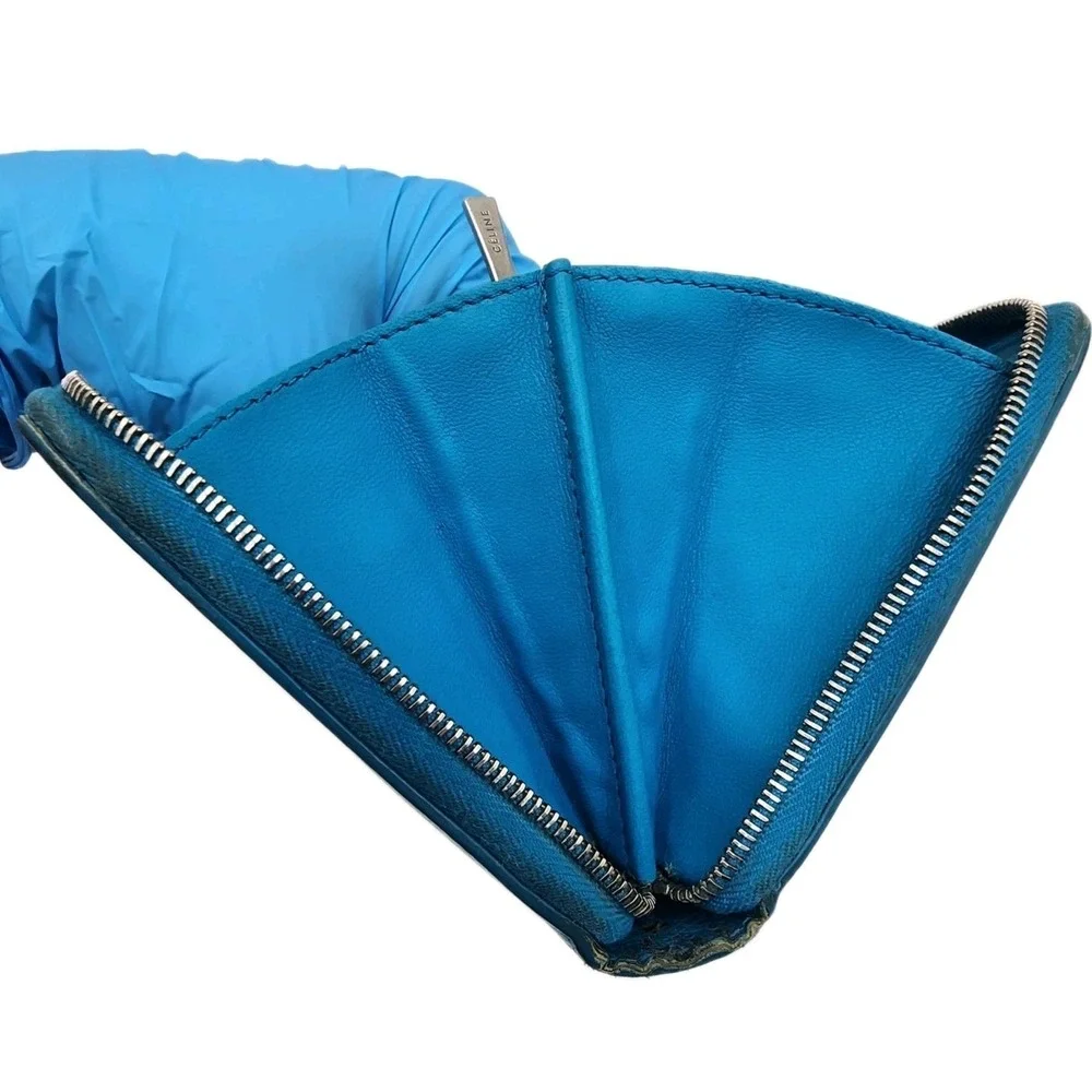 Authentic Celine Long Zippy Continental Wallet Blue Pebbled Leather Italy 2015 - Picture 11 of 16